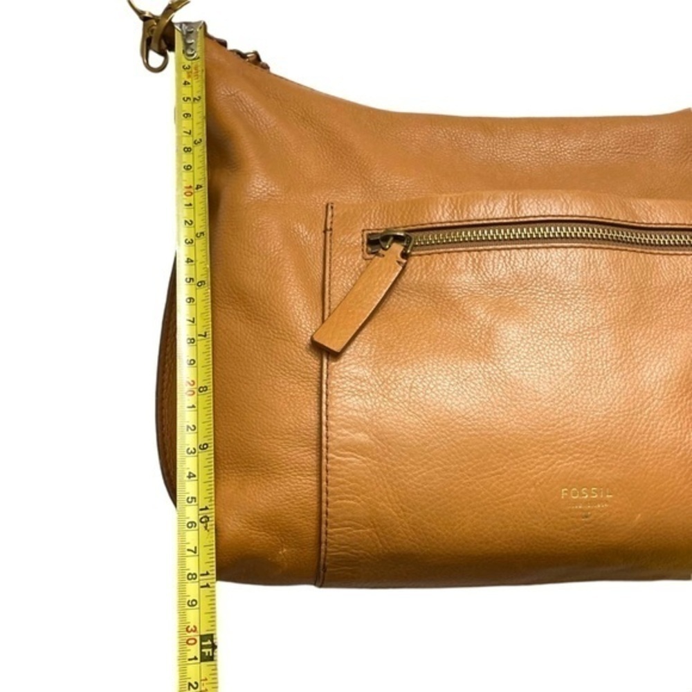 Fossil light brown leather two way shoulder messenger bag unisex - Picture 9 of 16